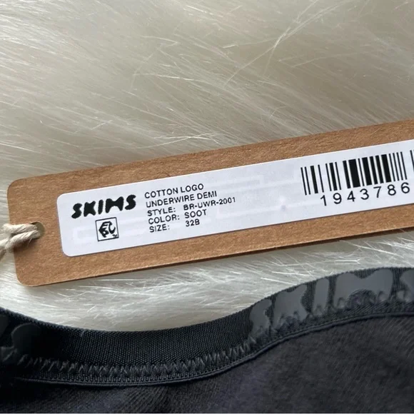 SKIMS Cotton Logo Underwire Demi Bra 32B BR-UWR-2001 - Picture 3 of 3